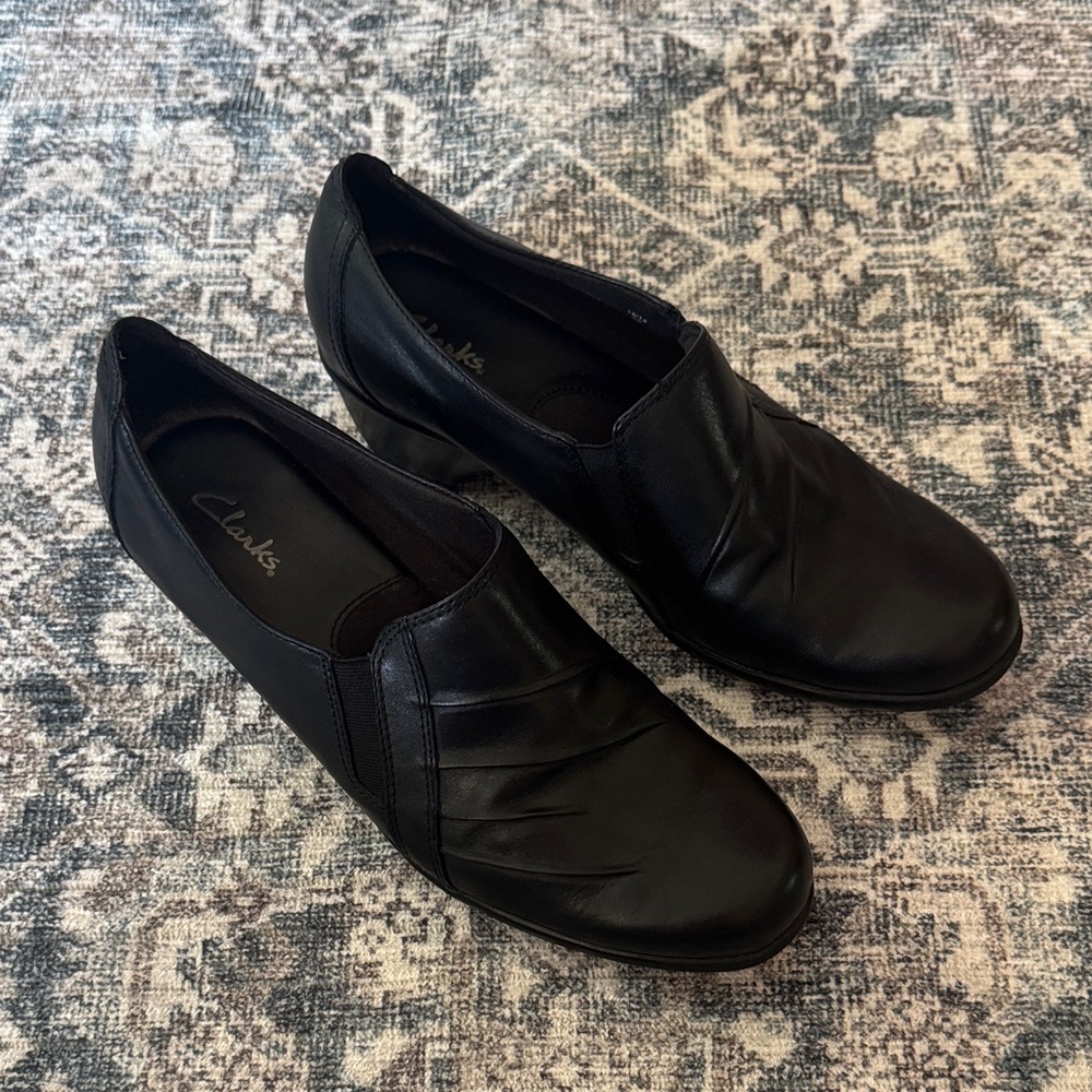 Clarks Black Leather Loafers